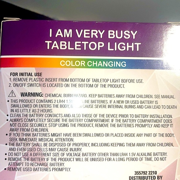 Nwt table top light LED color changing light says -“I AM VERY BUSY” w/batteries - Picture 4 of 12